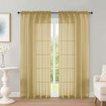 OWENIE Gold Sheer Curtains 72 Inches Long 2 Panels Set, Transparent Voile Sheer Curtain for Living Room Bedroom Window Sliding Glass Door Treatment, 59 x 72 Inch, Gold