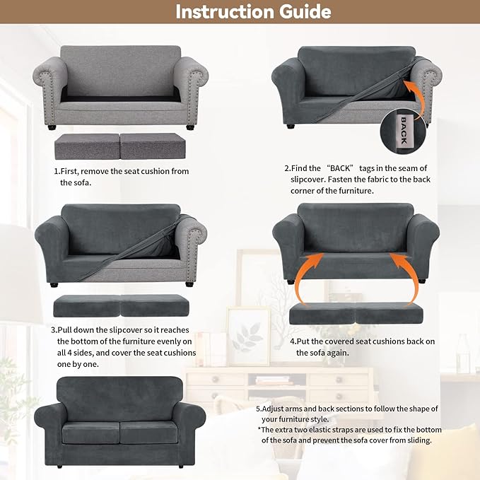 WEERRW Velvet Couch Covers for 2 Cushion Couch Sofa - High Stretch Luxury Velvet Plush 3 Pieces Sofa Slipcovers with Elastic Bottom, Furniture Protector for Pets, Machine Washable, Dark Grey, Medium