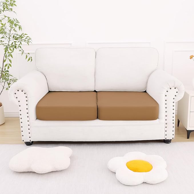 Smiry Printed Couch Cushion Covers, Stretch Soft Couch Covers for Sofa, Washable Non-Slip Sofa Slipcover Furniture Protector for Indoor and Outdoor (2 Pack, Camel)