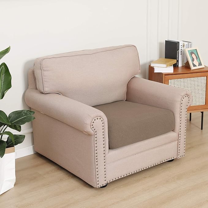 Easy-Going Stretch Cushion Cover Sofa Cushion Furniture Protector Sofa Seat Sofa slipcover Sofa Cover Soft Flexibility with Elastic Bottom(Chair Cushion,Camel)