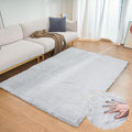 ORINOVA Faux Fuzzy Machine Washable Bunny Fur Area Rugs for Living Room Grey Fluffy Rug for Bedroom Sheepskin Rug 4x6 Rectangle Nursery