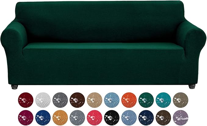 Joccun Christmas Stretch Couch Cover Slipcovers, 1-Piece Sofa Covers for 3 Cushion Couch Spandex Jacquard Washable Furniture Protector Cover for Living Room,Kids,Pets(Sofa,Hunter)