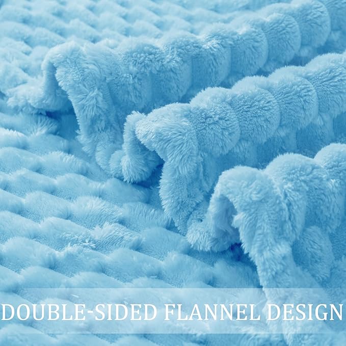 Exclusivo Mezcla Fleece Throw Blanket for Couch, Extra Large Fuzzy Blue Bed Blankets, Soft Cozy Plush Sofa Throws for All Seasons, 50x60 Inches