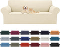 Cupuamon 2026 New Stretch Oversized Sofa Slipcovers Couch Sofa Cover for 4 Seater Furniture Protector Covers with Elastic Bottom Jacquard Fabric Small Checks for Pets, Kids - Beige