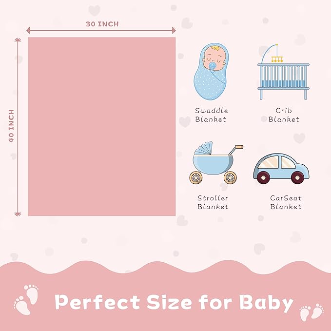 Yurhap Fleece Baby Blanket Heart Checkered Blanket, Ultra Soft Cozy Baby Blankets for Girls Boys, Fluffy Infant Toddler Newborn Receiving Blankets for Crib Stroller 30”×40” (Dark Pink)