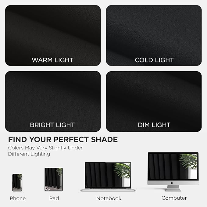 Joydeco Blackout Patio Sliding Door Curtains 108 Inches Long, Grommet Privacy Room Divider Curtains, Extra Wide Thermal Blackout Drapes for Bedroom Living Room (Black, 70Wx108L, 1 Panel)