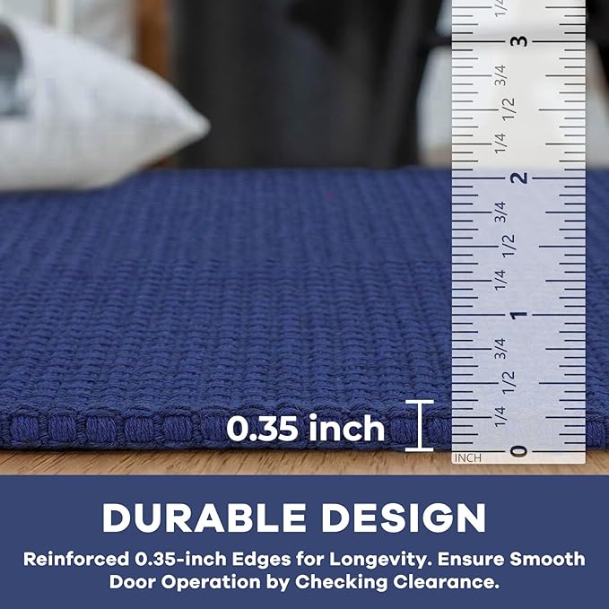 KOZYFLY Runners for Hallways 2.6x8 ft Washable Kitchen Runner Non Slip Rubber Backed Hall Runners Cotton Entryway Runner Rugs Floor Carpet for Indoor Backdoor Bedroom Kitchen, Royal Blue/Navy