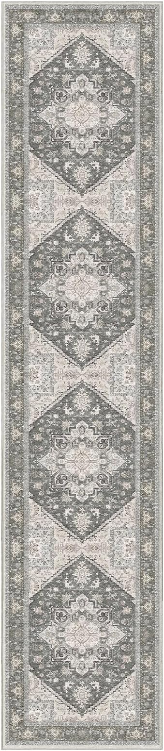 OPPODREAM Soft Entryway Rug 2x10, 2x10 Rug Runner, Washable Hallways Carpet 2 x 10 with Non Slip Backing, Low-Pile Bedside Carpet 2 x 10, Long, Faux Cashmere, Greenish Grey