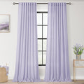 Lavender Semi Sheer Linen Purple Curtains 120 Inches Extra Long Ceiling to Floor for Purple Room Decor Back Tab Light Filtering Window Treatment Panels Drapes Luxury Elegant Sheer Violet