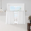 Nanspring White Kitchen Curtains 36 Inch Length 2 Panels Set Linen Blend Back Tab Privacy Light Filtering Cafe Curtain Modern Neutral Short Tier Curtains for Small Window Bathroom RV Camper 30x36