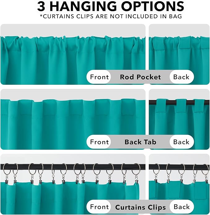 Deconovo Blackout Curtains, Thermal Insulated, W42 x L84 2 Panels, Back Tab, Machine Washable, Room-Darkening Drapes for Bedroom/Living Room Turquoise