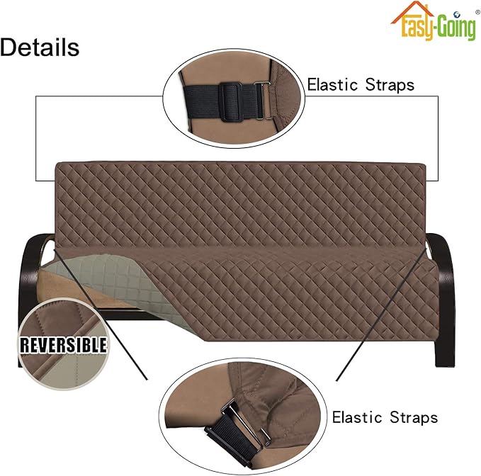 Easy-Going Futon Sofa Slipcover Reversible Sofa Cover Armless Cover Furniture Protector Couch Cover Water Resistant Pets, Kids, Children, Dog, Cat Brown/Beige