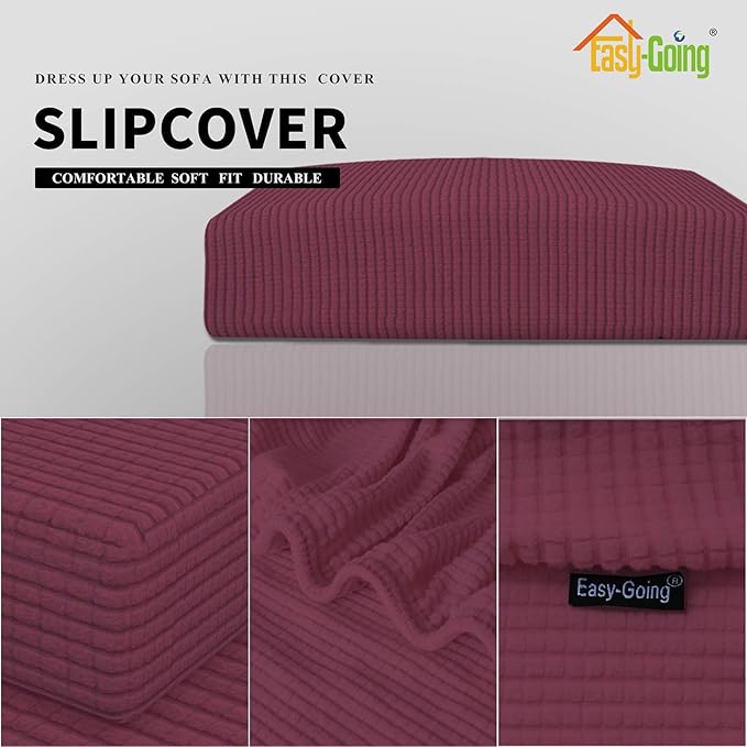 Easy-Going Stretch Cushion Cover Sofa Cushion Furniture Protector Sofa Seat Sofa slipcover Sofa Cover Soft Flexibility with Elastic Bottom(Oversized Sofa Cushion,ASH Rose)