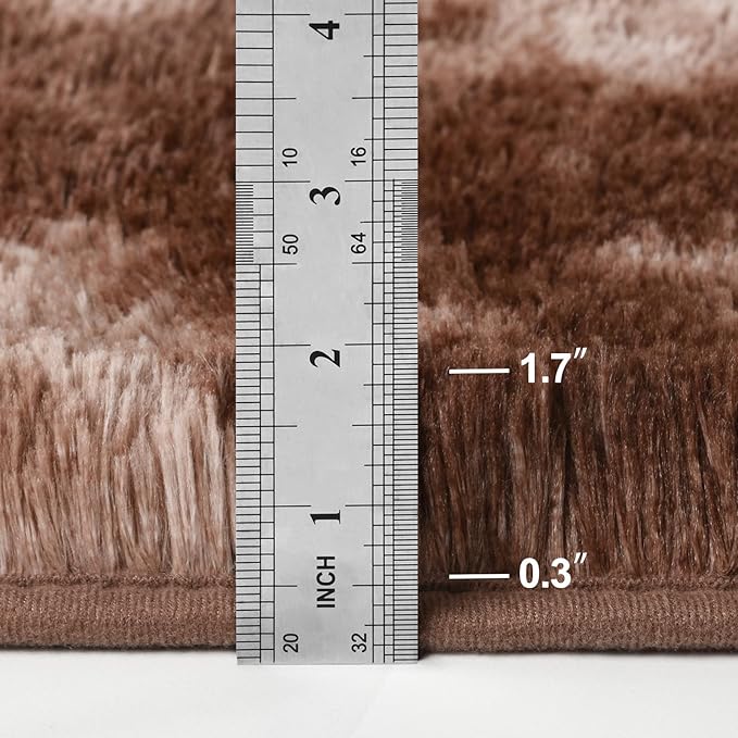 Deerhoo Large Shag Area Rugs 9 x 12, Tie-Dyed Plush Fuzzy Rugs for Living Room, Ultra Soft Fluffy Furry Rug for Bedroom, Indoor Carpet Nursery Rugs for Kids Room Home Decor, Coffee