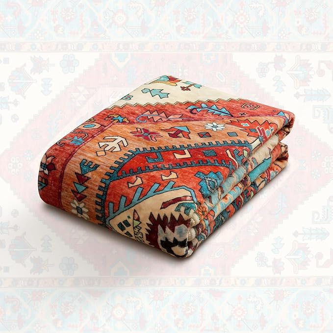 SERISSA Boho Rugs for Entryway, 2x3 Orange Entryway Rug Non-Slip Washable Small Area Rug, Ultra Soft Oriental Vintage Low-Pile Indoor Door Mat Floor Carpet for Entrance Bedroom Kitchen Bathroom