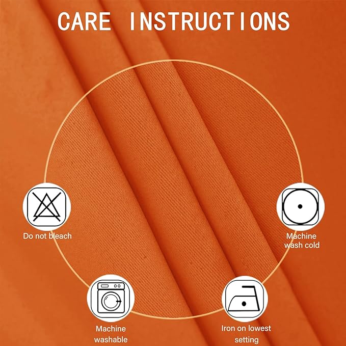 LEMOMO Blackout Curtains 52 x 90 Inch Long Orange Curtains Set of 2 Panels Room Darkening Curtains for Bedroom and Living Room