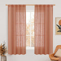 LAMIT 63 Inch Semi Sheer Linen Curtains, Light Filtering Panels Back Tab and Rod Pocket Fall Decor Drapes for Bedroom/Living Room, Terracotta, 2 Panels, 34 x 63 Inch