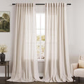 Nanspring Beige Linen Curtains 108 Inches Long 2 Panels Back Tab Rod Pocket Modern Farmhouse Linen Light Filtering Curtains Extra Long Semi Sheer Curtain Drapes for Living Room Bedroom 9Ft 60x108