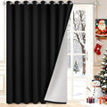 Yakamok Black Room Darkening 100% Blackout Curtains Grommet Extra Wide Window Treatment with 2 Thick Layers-Thermal Insulated Drape 1 Panel for Living Room Patio Door 100 by 84 Inches Length