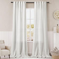 Off White Linen Curtains 84 inches Long for Bedroom Back Tab Light Filtering Privacy Sheer Curtains Modern Farmhouse Coastal Decor White Cotton Textured Gauze Curtain for Living Room 2 Panel Set