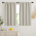RYB HOME Short Curtains for Bedroom, Room Darkening Insulated Summer Heat Light UV Blocking Energy Saving Drapes for Nursery, Width 34 by Length 45, Natural, Set of 2