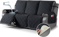 TAOCOCO 100% Waterproof Recliner Sofa Cover Non Slip Couch Cover for 3 Seat Reclining Sofa, Split Reclining Couch Covers 3-Piece with Straps, Washable Sofa Slipcover for Kids Pets(3 Seater, Black)