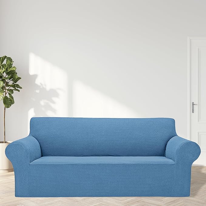 Cupuamon 2026 New Stretch Oversized Sofa Slipcovers Couch Sofa Cover for 4 Seater Furniture Protector Covers with Elastic Bottom Jacquard Fabric Small Checks for Pets, Kids - Riverside