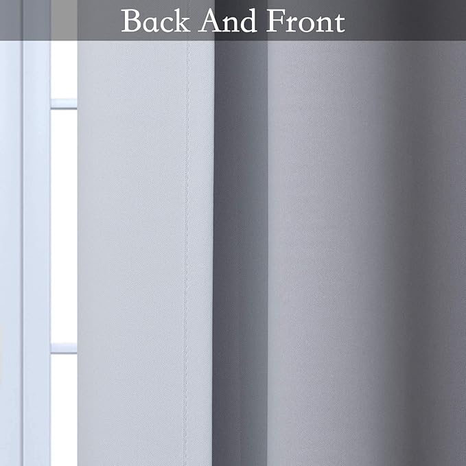 SimpleHome Ombre Room Darkening Curtains for Bedroom, Gradient Black to Grey White Light Blocking Thermal Insulated Grommet Window Curtain/Drapes for Living Room,2 Panels, 42x72 inches Length