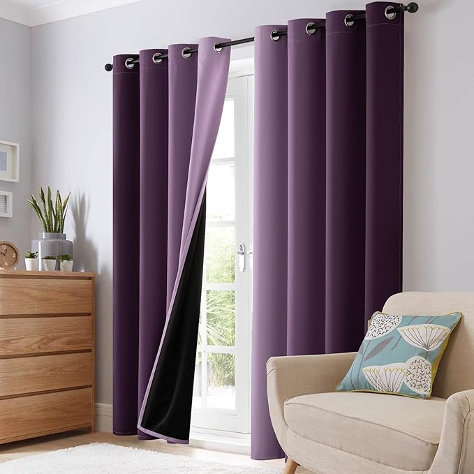 SimpleHome Blackout Curtains Ombre for Living Room,Room Darkening Purple Curtains Set of 2 Panels Thermal Insulated Bedroom Curtains，52 x 84 Inch