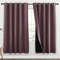 NICETOWN 100% Blackout Window Curtain Panels, Full Light Blocking Drapes with Black Liner for Nursery, 72-inch Drop Thermal Insulated Draperies (Dry Rose, 2 Pieces, 70-inch Wide Per Panel)