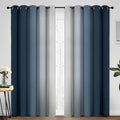 Yakamok Room Darkening Ombre Curtains 84 Inch Length, Navy Blue and Greyish White Thermal Insulated Gradient Color Curtains,Light Blocking Grommet Window Drapes for Bedroom,70 Inch Width,2 Panels
