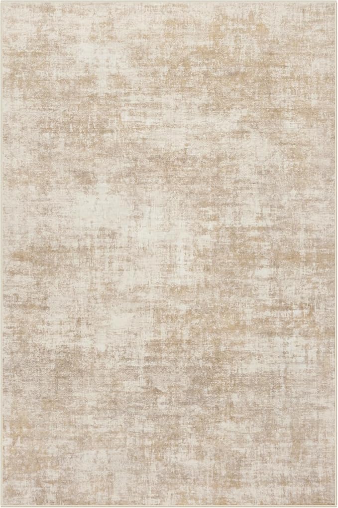 8x10 Area Rugs Washable Rug: Modern Abstract Living Room Rug Soft Anti-Skid Thin Carpet Indoor Floor Non-Shedding Carpets for Bedroom Dining Room Farmhouse Nursery Home Office Beige