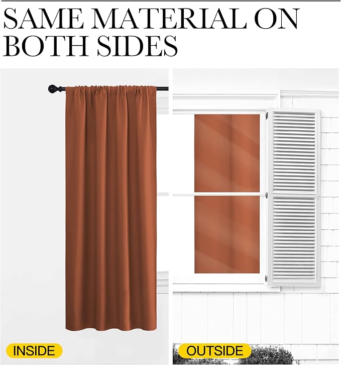 NICETOWN Blackout Curtains for Bedroom, Blackout Curtain Panels, Burnt Orange, 1 Pair, 70 by 63-inch, Window Treatment Energy Saving Thermal Insulated Solid Rod Pocket Blackout Drapes/Draperies