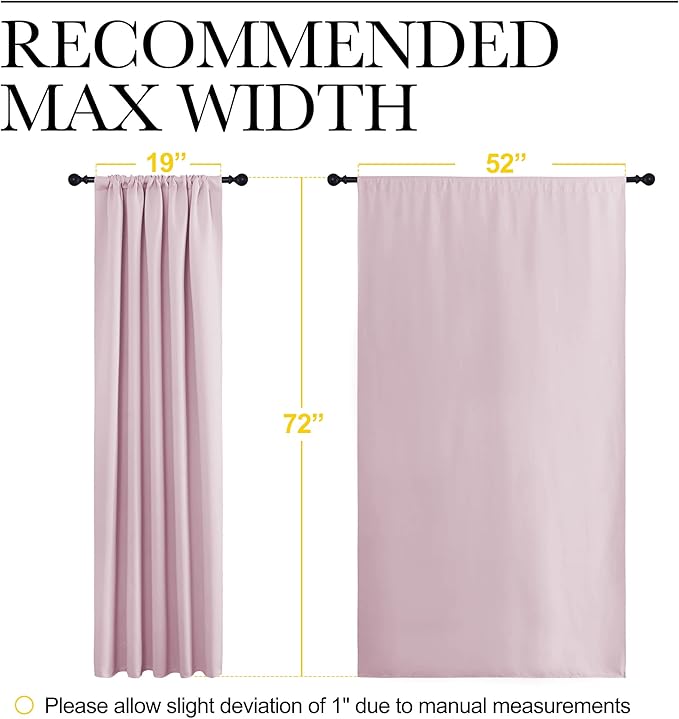 NICETOWN Blackout Curtains for Girls Room - Nursery Essential Thermal Insulated Solid Rod Pocket Top Blackout Drapes (Lavender Pink, 1 Pair, 52 x 72 Inch)