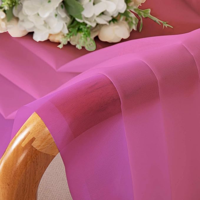 Chyhomenyc Extra Long Sheer Curtains 120 Inches Long 2 Panels Set, Light Filtering Voile Curtain Drapes for Floor to Ceiling Window Patio Sliding Door, 10FT, Hot Pink