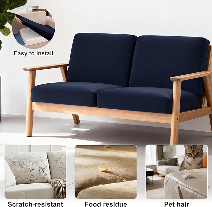 4Pcs Patio Stretch Cushion Covers,Outdoor Sofa Replacement Cover Slipcovers for Patio Furniture Cushion Covers, Washable Reusable Furniture Protector
