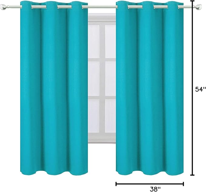 LEMOMO Turquoise/Teal Blackout Curtains/38 x 54 Inch/Set of Two Panels Grommet Living Room Curtains
