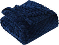 Blue Throw Blanket 60"×80" inches Gifts for Mom Fuzzy 3D Jacquard Decorative Flannel Fleece Super Soft Plush Cozy Blanket for Couch Sofa Chair Lightweight