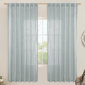 LAMIT Linen Blended Curtains for Bedroom, Faux Linen Textured Light Filtering Drapes Back Tab and Rod Pocket Boho Burlap Panels for Farmhouse/Living Room, 2 Panels, 52 x 72 Inch, Greyish Blue