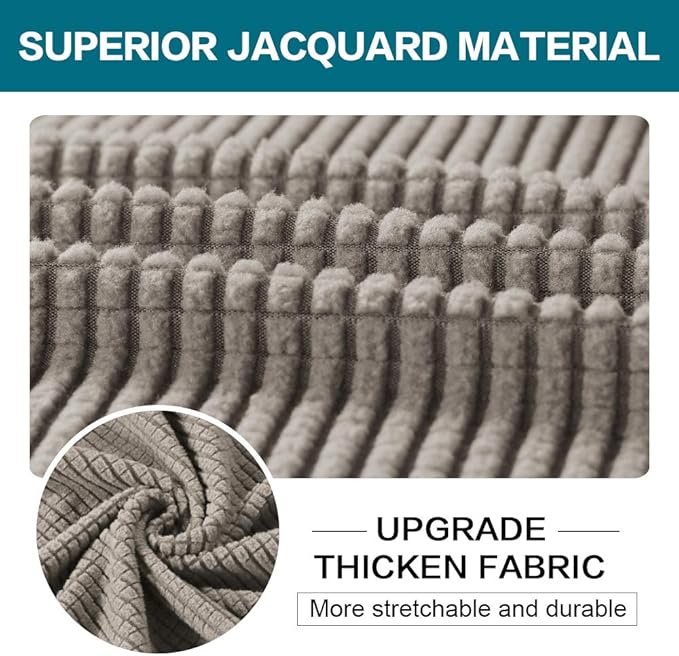 Turquoize 3 Piece Sofa Covers for 2 Cushion Couch Sofa Slipcover Soft Couch Cover for Dogs-Washable Sofa Furniture Covers with 2 Individual Cushion Covers Jacquard Fabric (2 Cushion Sofa, Taupe)