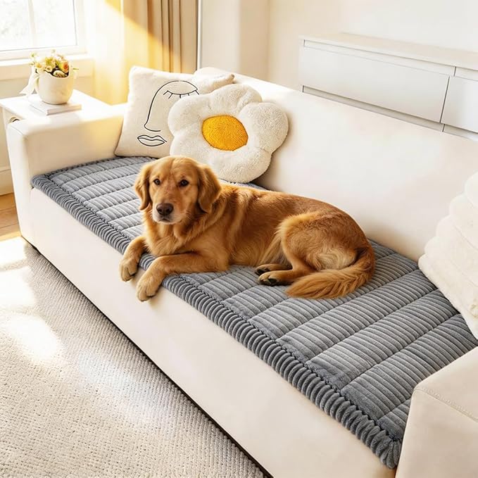 Couch Cover for Dogs Washable, Fuzzy Pet Couch Covers for 3 Cushion Sofa Pet Friendly, Non Slip Sofa Cover (Blue-Grey, 27.6" x 70.9"/70 x 180cm)