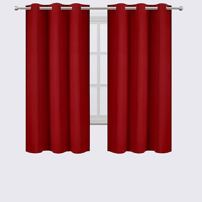 LEMOMO Red Blackout Curtains 40 x 63 Inch Length/Set of 2 Curtain Panels/Thermal Insulated Room Darkening Blackout Curtains for Bedroom