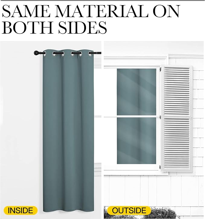NICETOWN Modern Blackout Curtains Noise Reducing for Bedroom, Thermal Insulated and Privacy Room Darkening Drape Panels for Boy's Guest Room Door Window (Greyish Blue, 2 Panels, W34 x L72 -Inch)