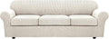 H.VERSAILTEX 4 Piece Stretch Sofa Covers for 3 Cushion Couch Covers for Living Room Furniture Slipcovers (Base Cover Plus 3 Seat Cushion Covers) Upgraded Thicker Jacquard Fabric (XL Sofa, Ivory)