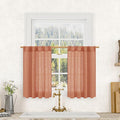 LAMIT 30 Inch Linen Kitchen Curtains, Semi Sheer Light Filtering Window Panels Back Tab and Rod Pocket Drapes for Basement/Small Windows, Terracotta, 25 x 30 Inch, 2 Panels