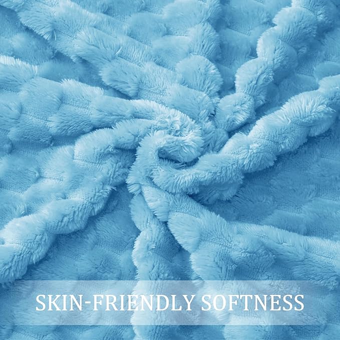 Exclusivo Mezcla Fleece Throw Blanket for Couch, Extra Large Fuzzy Blue Bed Blankets, Soft Cozy Plush Sofa Throws for All Seasons, 50x60 Inches
