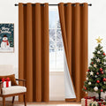 Yakamok Room Darkening 100% Blackout Curtains Grommet Window Treatments with 2 Thick Layers-Burnt Orange Thermal Insulated Drapes Set of 2 Panels for Bedroom Living Room 52 Inches by 84 Inches Length