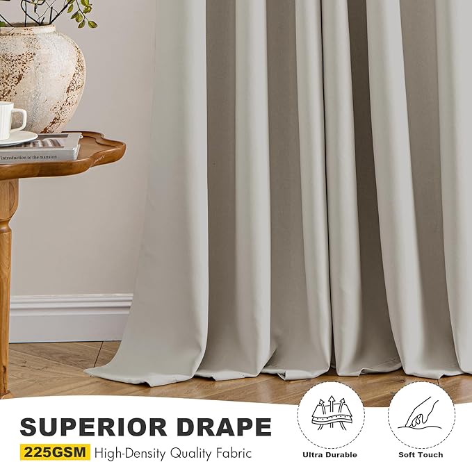 MIULEE Natural Blackout Curtains - Bedroom Window Treatment Curtains Thermal Insulated Room Darkening Drapes for Living Room Kitchen Grommet Light Blocking Drapery, 40 x 45 Inches Long, 2 Panels