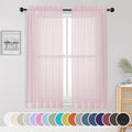 OWENIE Light Pink Sheer Curtains 63 Inch Length 2 Panels Set for Living Room/Bedroom, Rod Pocket Fimly Voile Blush Sheer Curtain for Nursery Room, Elegant Airy Sheer Panels, 2 Pcs Total 84Wx63L inch
