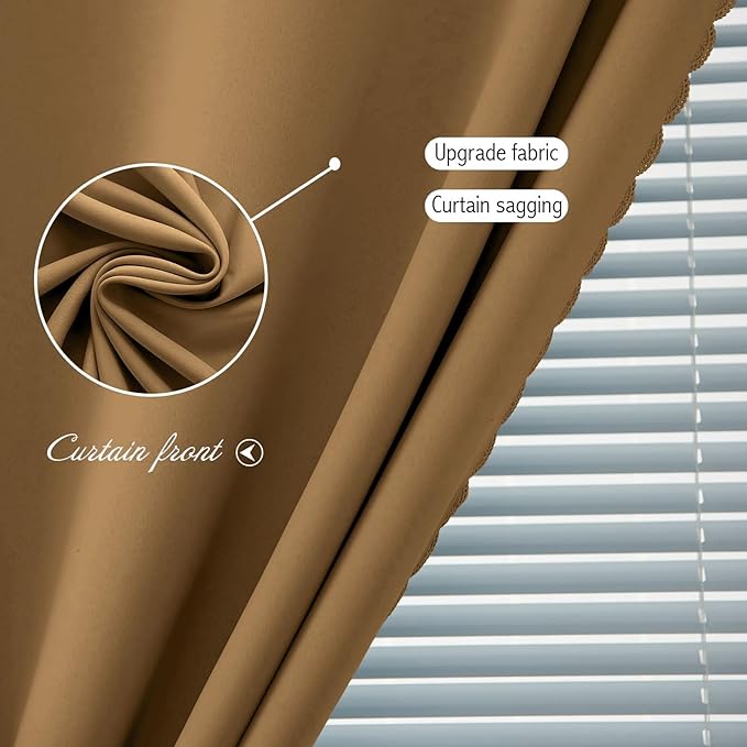 Self Adhesive Curtains, Stick Curtain Blackout Shades Window Cover Curtains for Living Room No Drilling, 47" W X 59" L, Brown, 1 Panel
